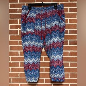 Cacique Red and Blue Zigzag Pajama Pants